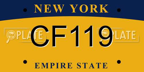 CF119 New York License Plate