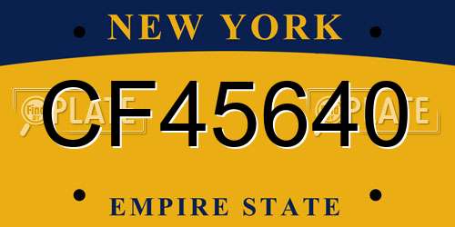 CF45640 New York License Plate