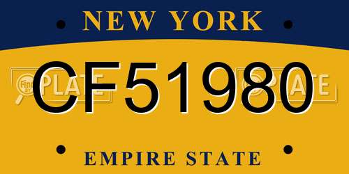 CF51980 New York License Plate