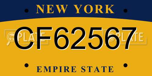 CF62567 New York License Plate