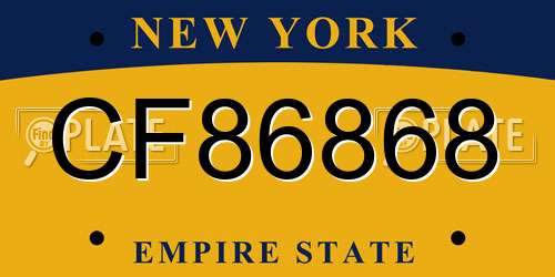 CF86868 New York License Plate