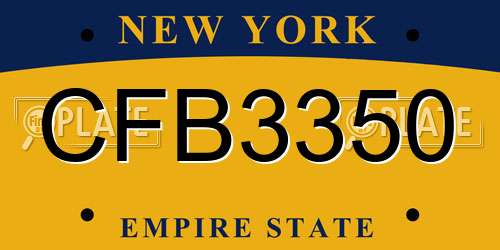 CFB3350 New York License Plate