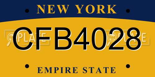 CFB4028 New York License Plate