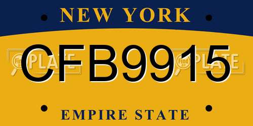 CFB9915 New York License Plate
