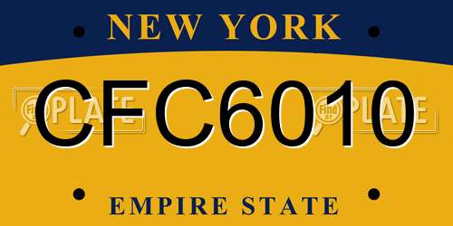 CFC6010 New York License Plate