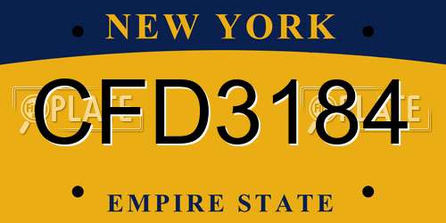 CFD3184 New York License Plate