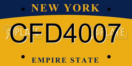 CFD4007 New York License Plate