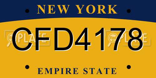 CFD4178 New York License Plate