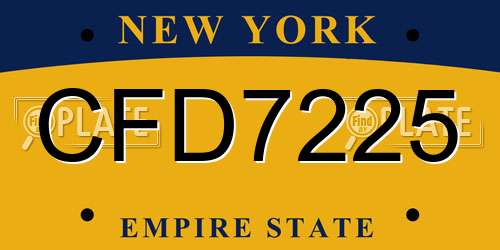 CFD7225 New York License Plate