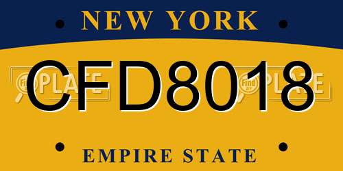 CFD8018 New York License Plate