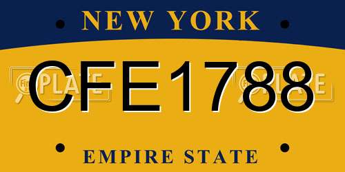 CFE1788 New York License Plate