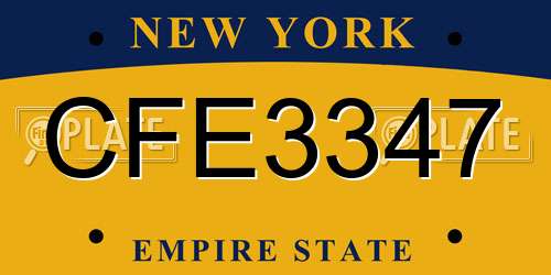 CFE3347 New York License Plate