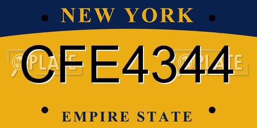 CFE4344 New York License Plate