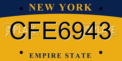 CFE6943 New York License Plate