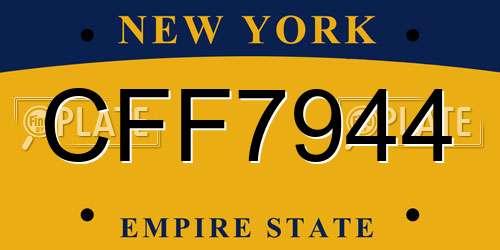 CFF7944 New York License Plate