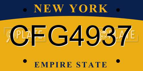 CFG4937 New York License Plate
