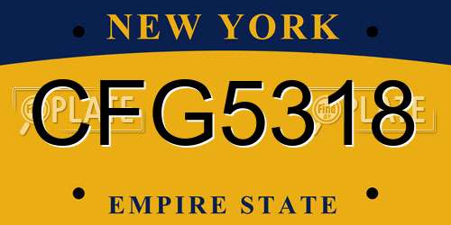 CFG5318 New York License Plate