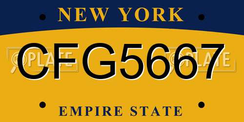 CFG5667 New York License Plate