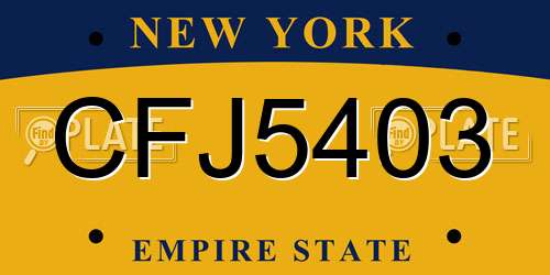 CFJ5403 New York License Plate