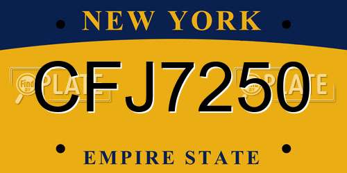 CFJ7250 New York License Plate