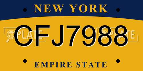 CFJ7988 New York License Plate