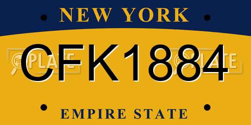 CFK1884 New York License Plate