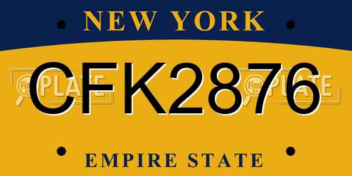 CFK2876 New York License Plate