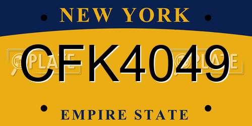 CFK4049 New York License Plate