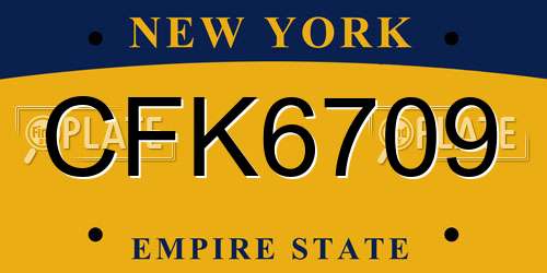 CFK6709 New York License Plate