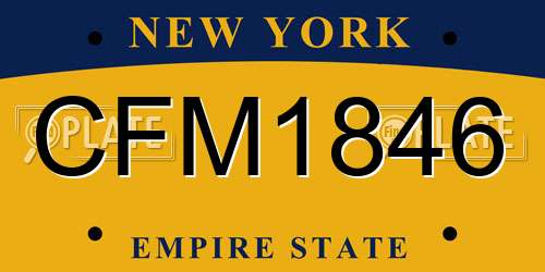 CFM1846 New York License Plate