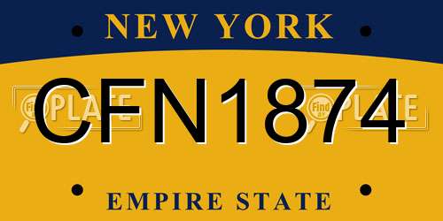 CFN1874 New York License Plate