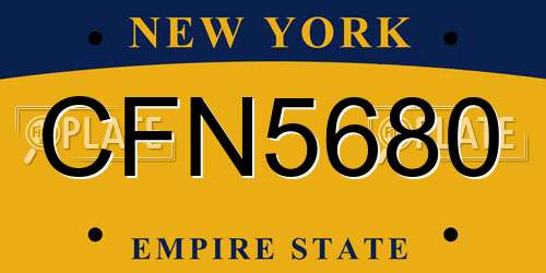 CFN5680 New York License Plate