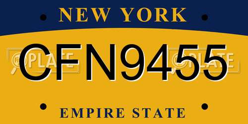 CFN9455 New York License Plate