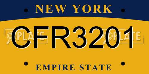 CFR3201 New York License Plate