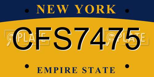 CFS7475 New York License Plate