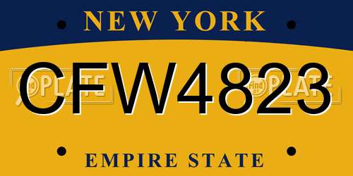 CFW4823 New York License Plate