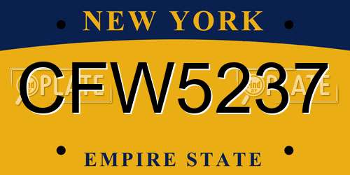 CFW5237 New York License Plate