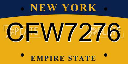 CFW7276 New York License Plate
