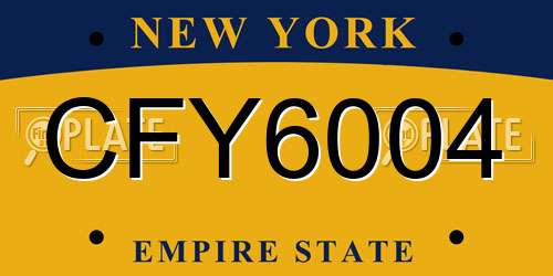 CFY6004 New York License Plate