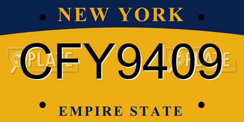 CFY9409 New York License Plate