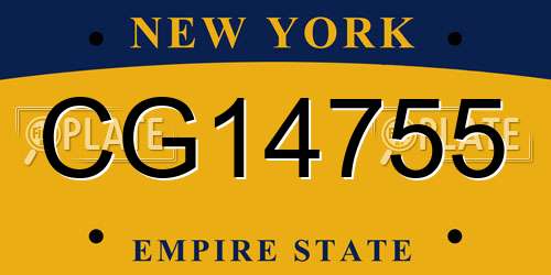 CG14755 New York License Plate