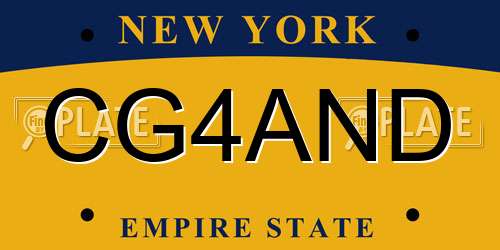 CG4AND New York License Plate