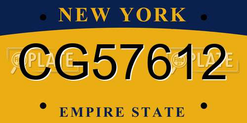 CG57612 New York License Plate