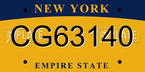 CG63140 New York License Plate