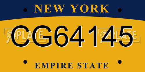 CG64145 New York License Plate