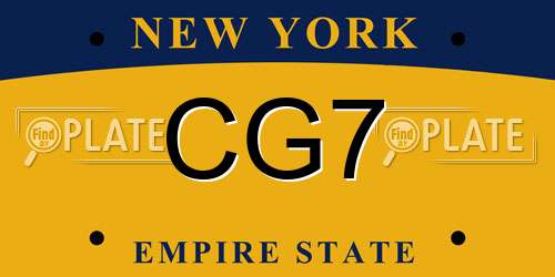 CG7 New York License Plate