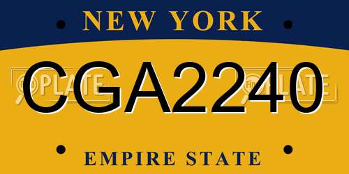 CGA2240 New York License Plate