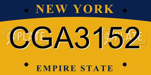 CGA3152 New York License Plate