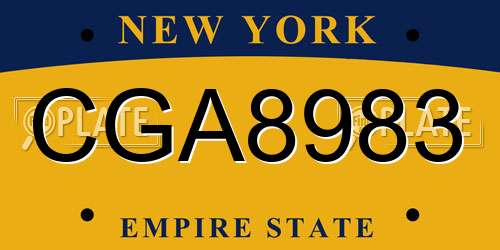 CGA8983 New York License Plate