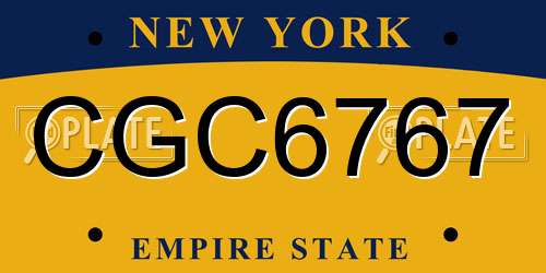 CGC6767 New York License Plate